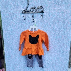 Carter's Vibrant Orange Black Cat Halloween Outfit